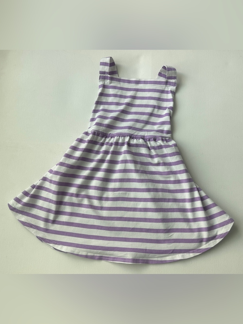 June & January girl’s Striped Lavender & White Knit Overall Dress.  Size 4T.